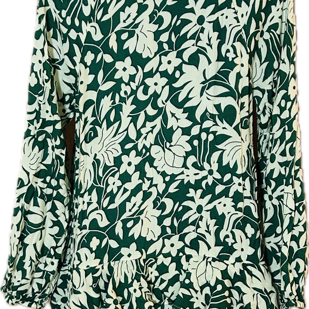 Free People Green and White Long Sleeve Sundress - Picture 4 of 7